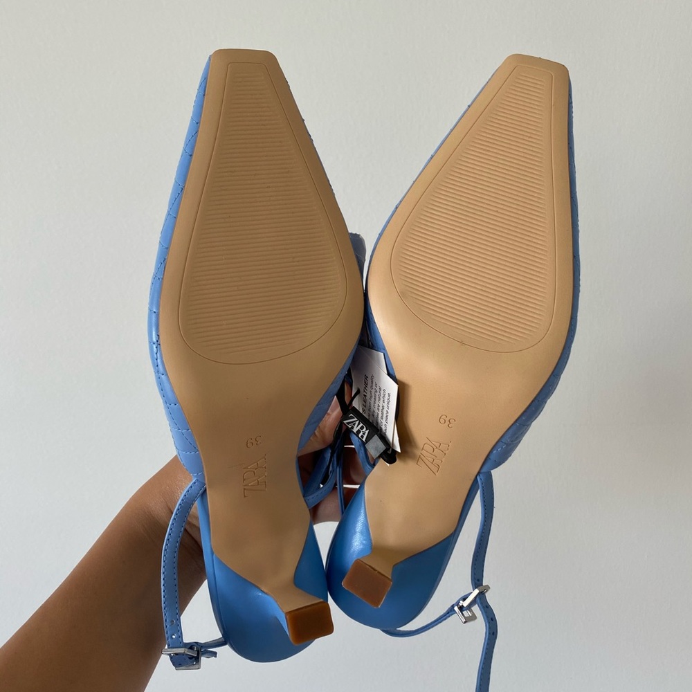 ❌SOLD❌ ZARA QUILTED LEATHER HEELED SLINGBACK - Picture 10 of 11